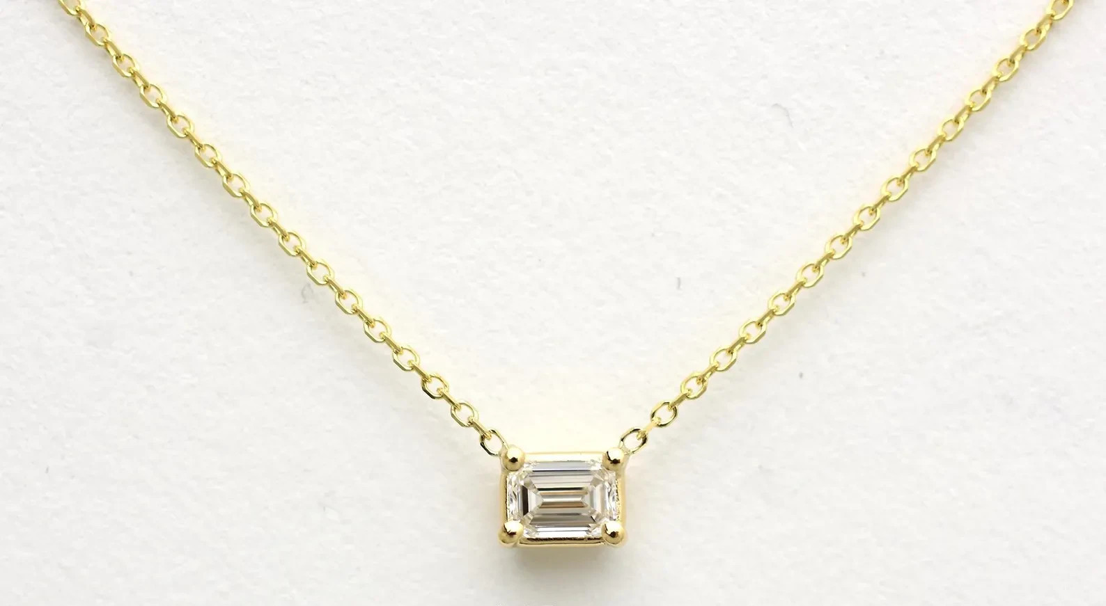 0.30 Ct Emerald EF VS Lab Grown Diamond Prong Solitaire Necklace 14K Solid Gold