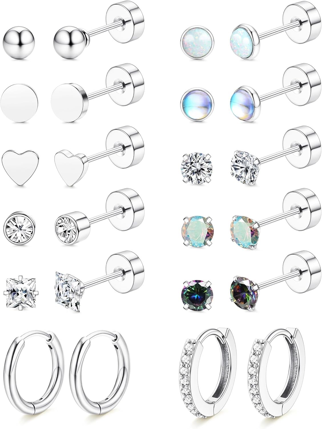 LOLIAS Hypoallergenic Flat Back Earrings for Women-Surgical Steel Earrings for S