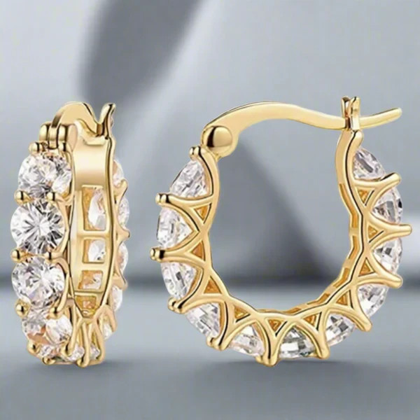 Cubic Zirconia Hoop Earrings: Gold-Color, Silver-Color