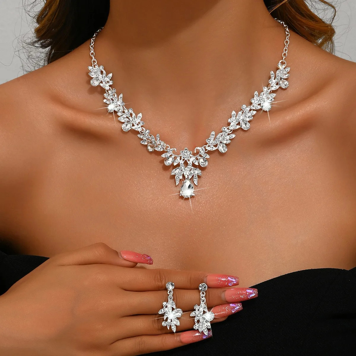 3pcs New Fashion Necklace Sets for Women Waterdrop Collar Choker Necklace