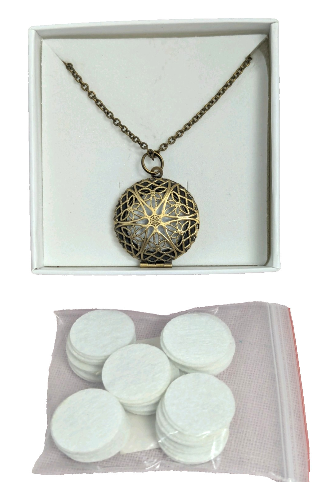 Gold Tone 18-in Necklace Fragrance Diffuser 1-in Pendant Lobster Clasp 50 Refill