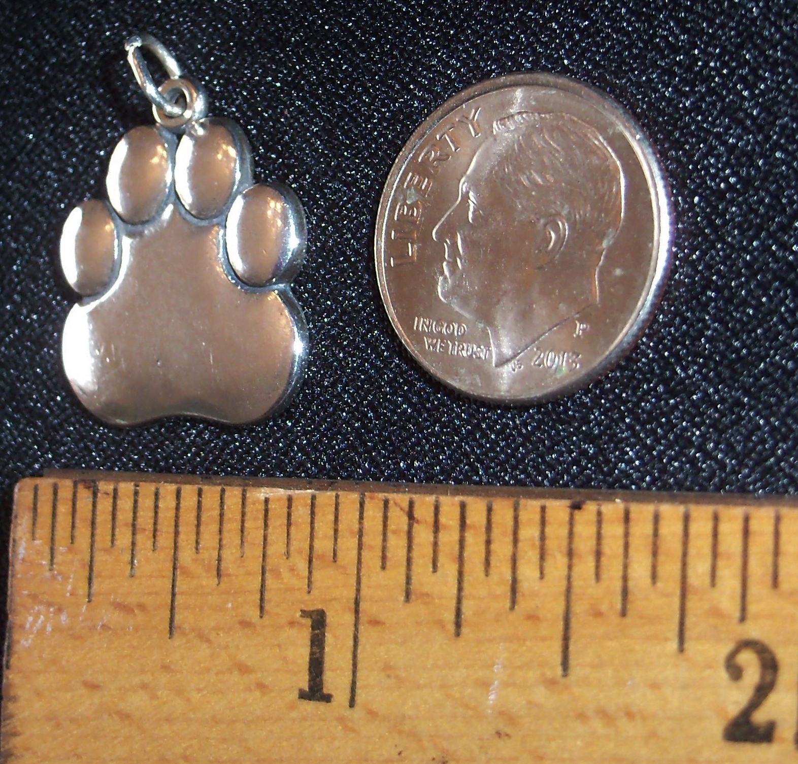 STERLING SILVER 3/4″ X 3/4″ LARGE BEAR PAW CHARM OR PENDANT – MADE IN THE U.S.A.