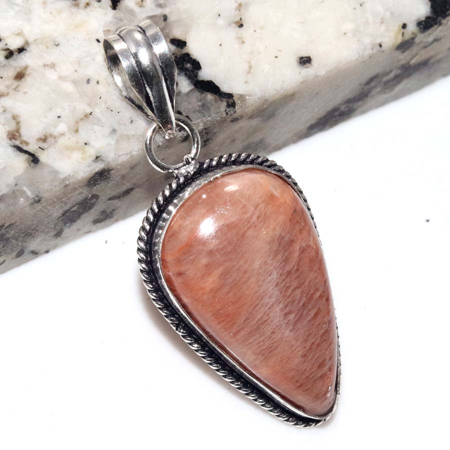 925 Silver Plated Sri-Lankan Moonstone Pendant 1.5″ Gift Ready Jewelry Trendy JW