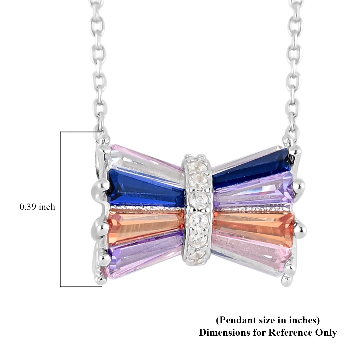 Super Sweet Cubic Zirconia Bow Tie Necklace 16 ” Sterling Silver 8.15ctw