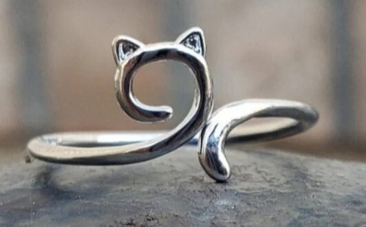 14k White Gold Plated Women’s Cat Shape Toe Ring Solid Metal 925 Sterling Silver
