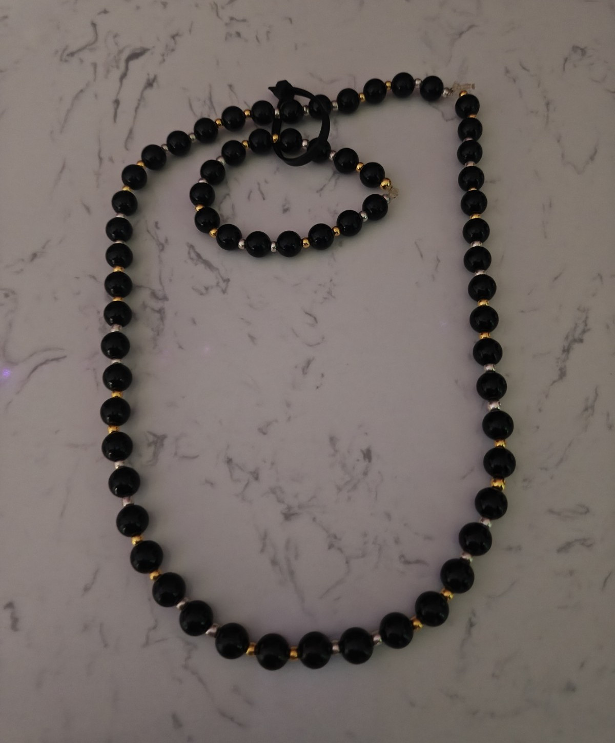 Black Beaded Ball/Bead Chain Necklace Beads Material No Main/Secondary Stone