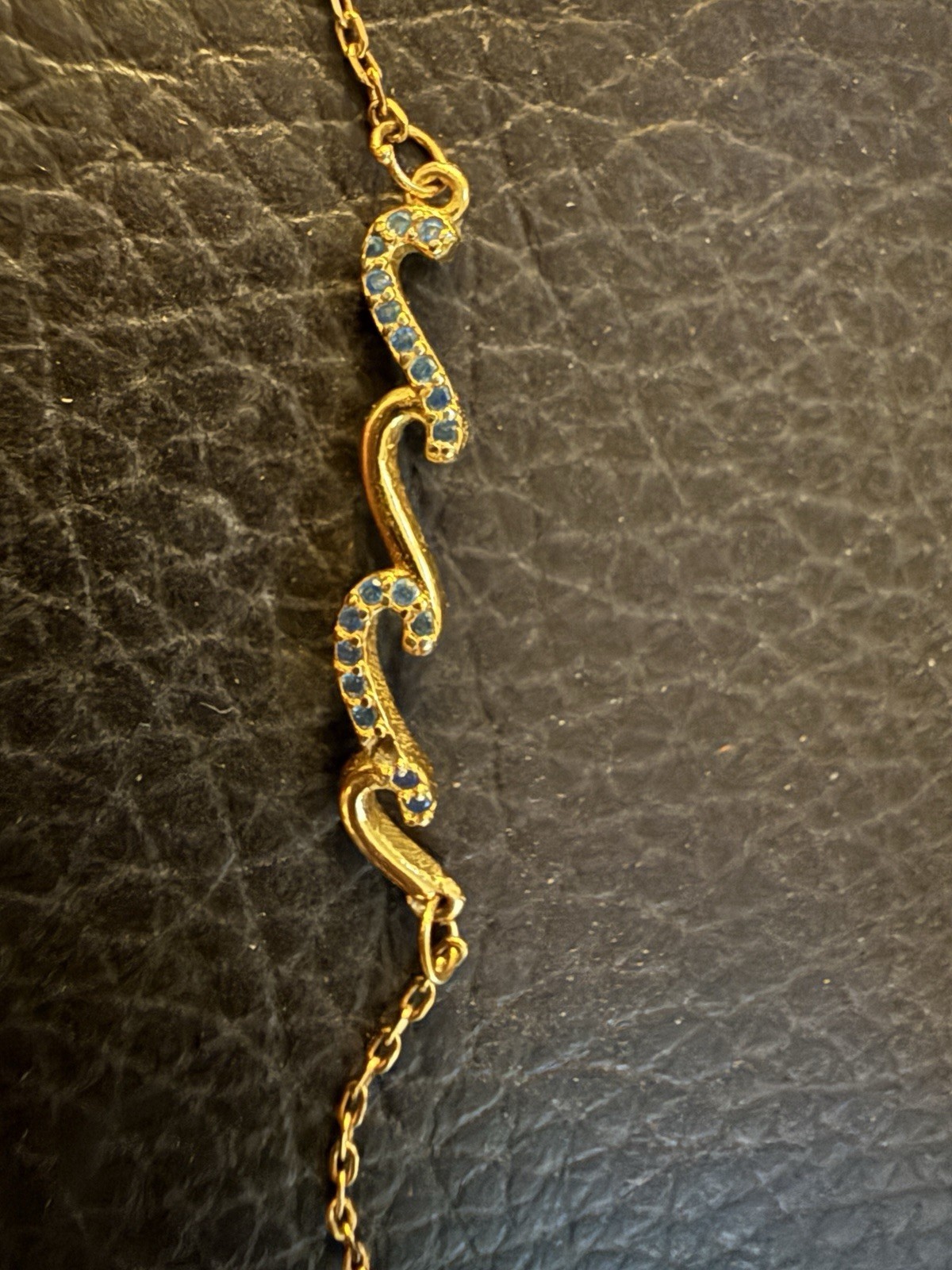 Ocean Wave Waterproof Gold Wave Bracelet Blue CZ Summer Jewelry Resort Wear