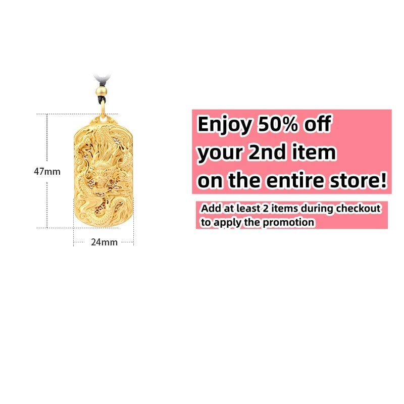 Power Dragon Carved Pendant Necklace Lucky Charm 18K Gold Plated Dainty Gemstone