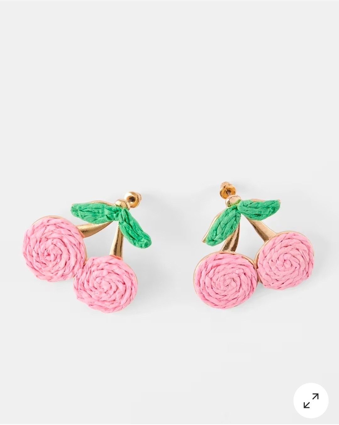 Kmart Anko Paper Cherry Stud Earrings – Green/ Pink & Gold Tone *NEW W/ TAGS*