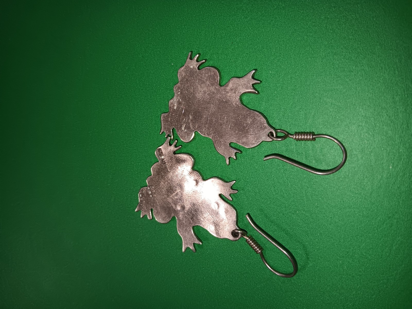Sterling Silver Frog Dangle Earrings Enamel 16.2g TD-104