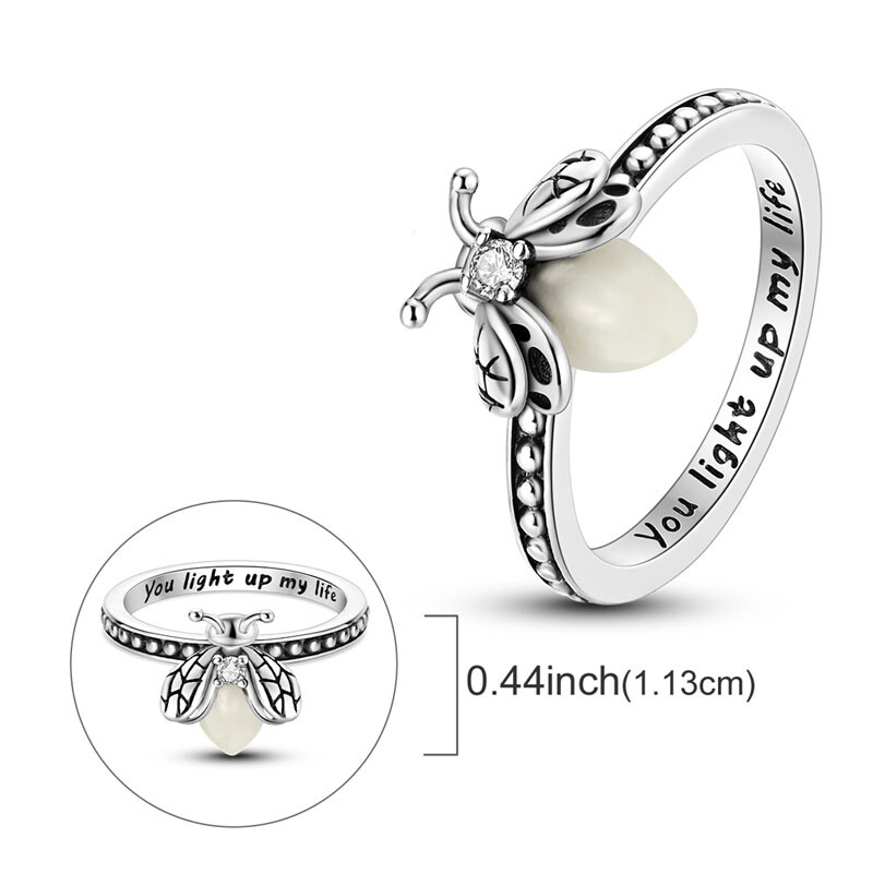 MULA Original Luminous Golden Firefly Ring CZ Women Jewelry 925 Sterling Silver