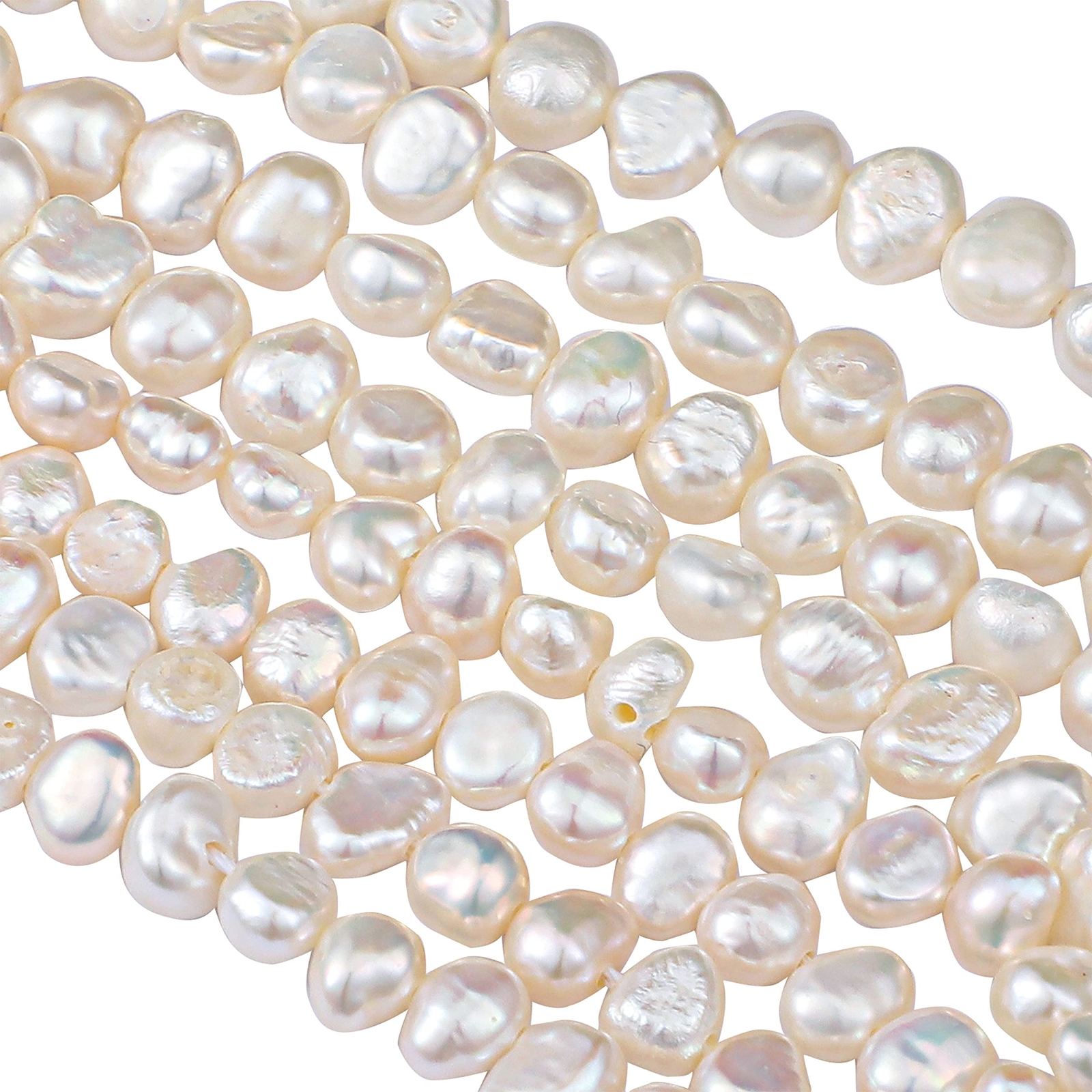 2 Strands 5-6 mm 6-7 mm Natural Freshwater Pearls Beads White Baroque Cultured
