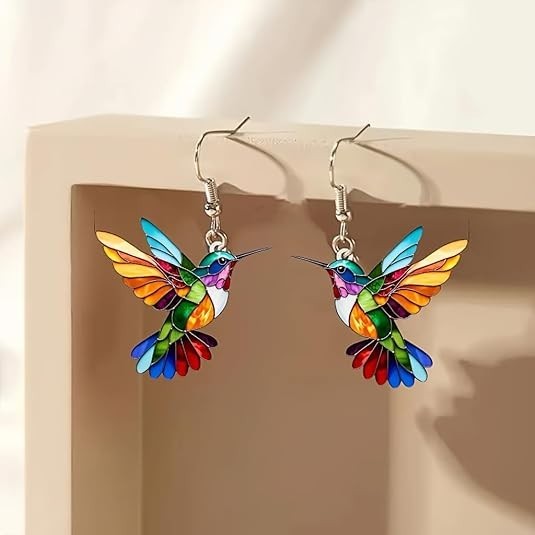 Acrylic Hummingbird Earrings 2D Bird Shape Earrings For Women Girls Ear Charms