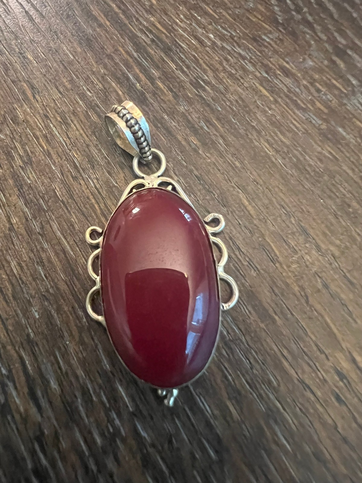 Silver Plated Red Carnelian Pendant
