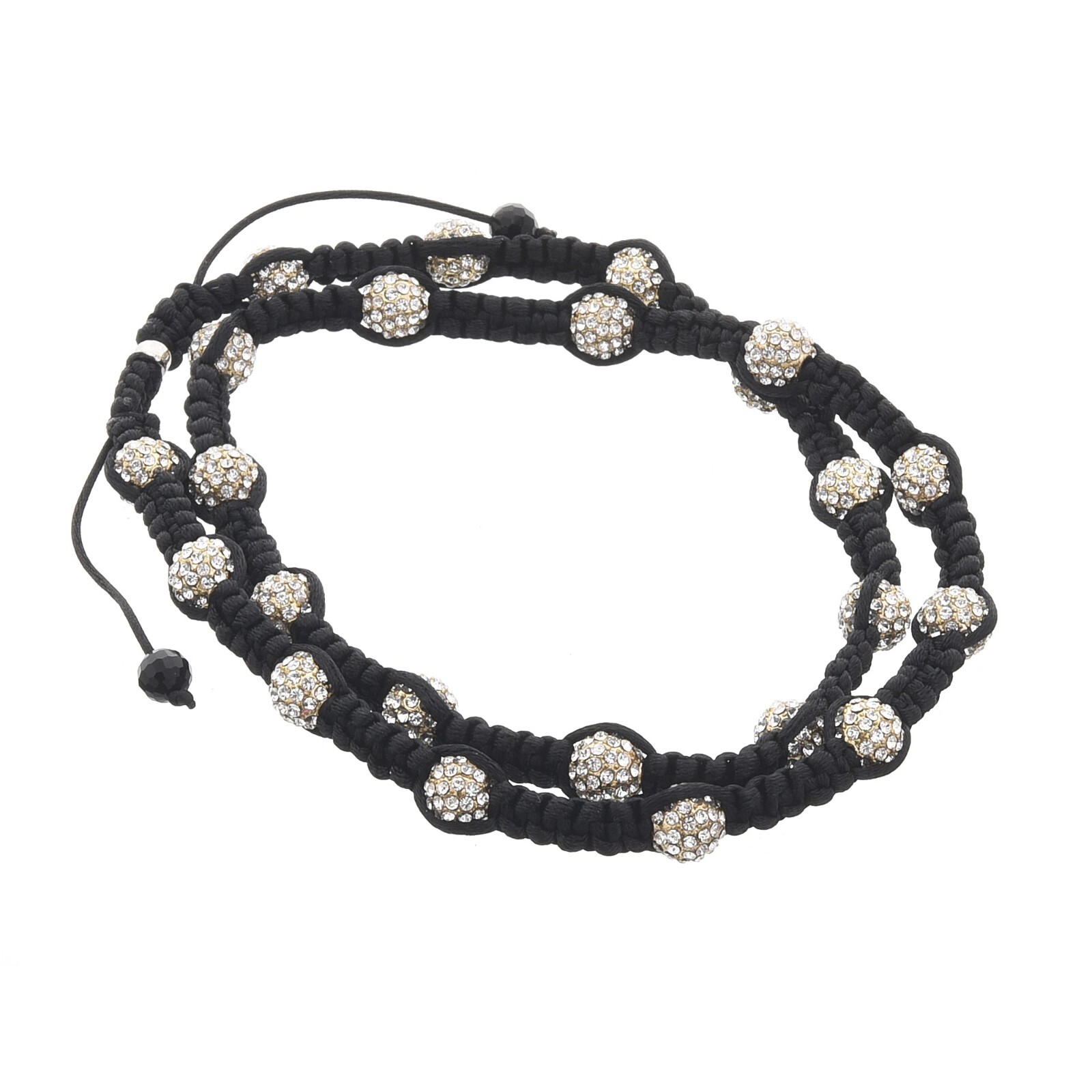 Black BLACK THREAD Iced Bead Shamballa Chain Necklace SMC 005
