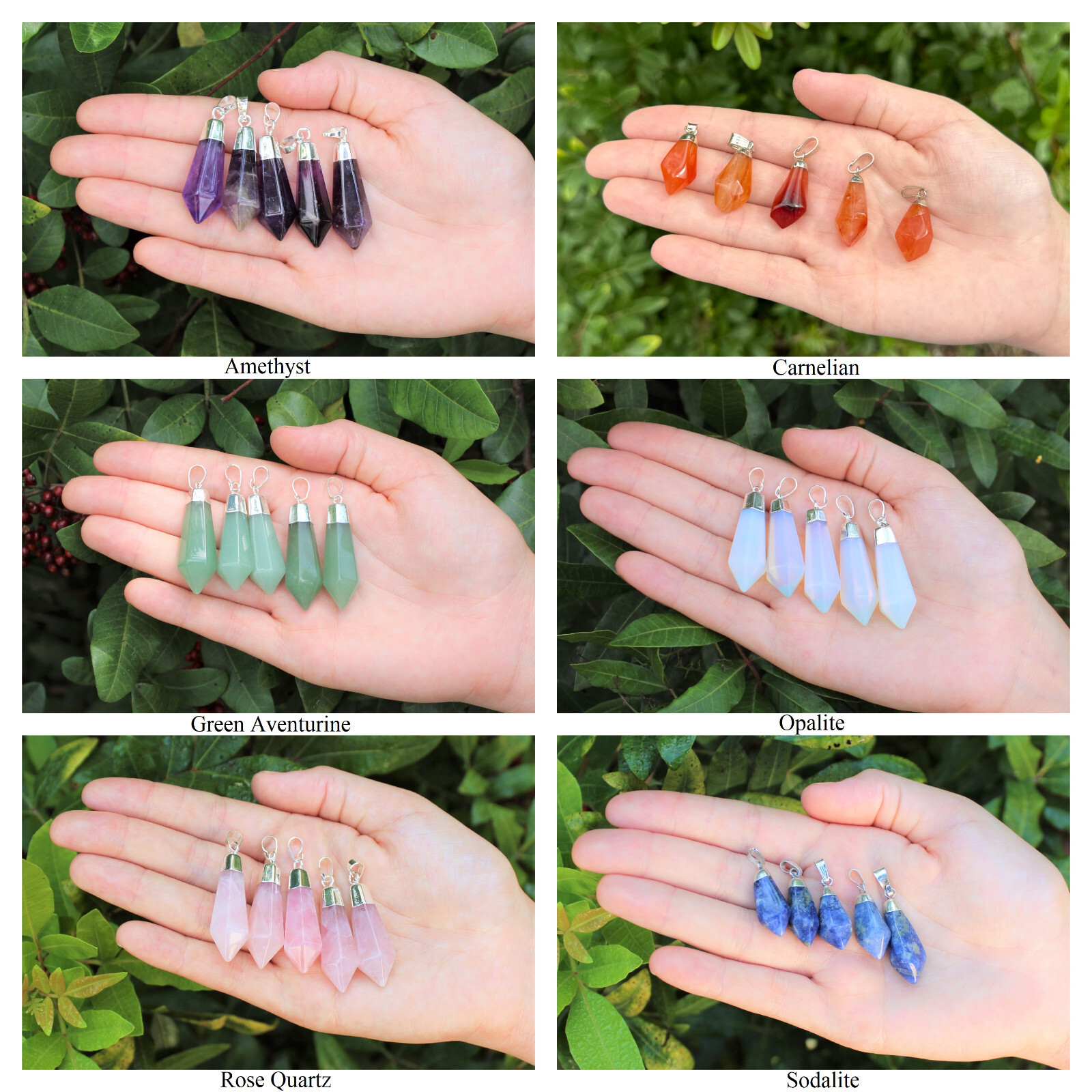 Crystal Gemstone Point Pendants – Wire Wrapped, Spiral, Diamond, Natural Pendant