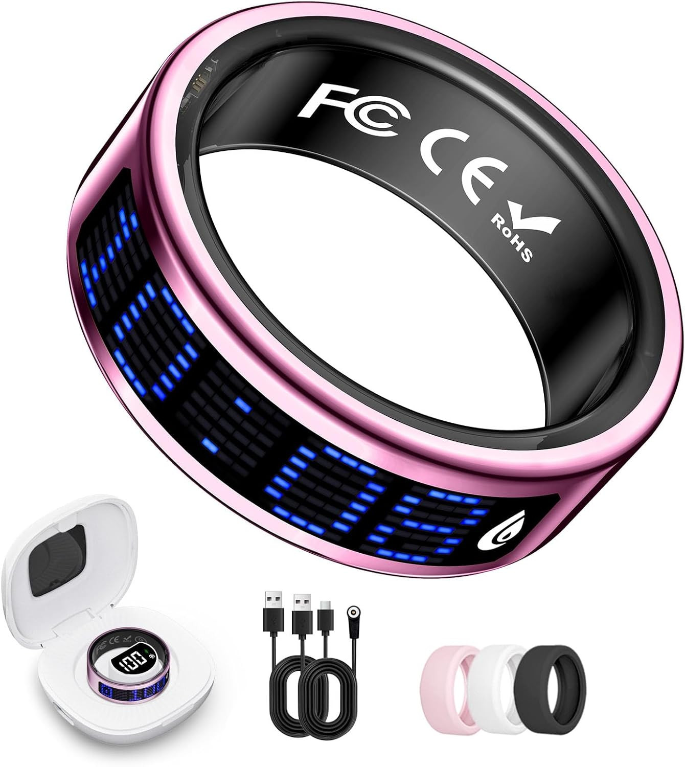Smart Ring for Women & Men, Fitness & Health Tracker with Display Screen, IP68 W