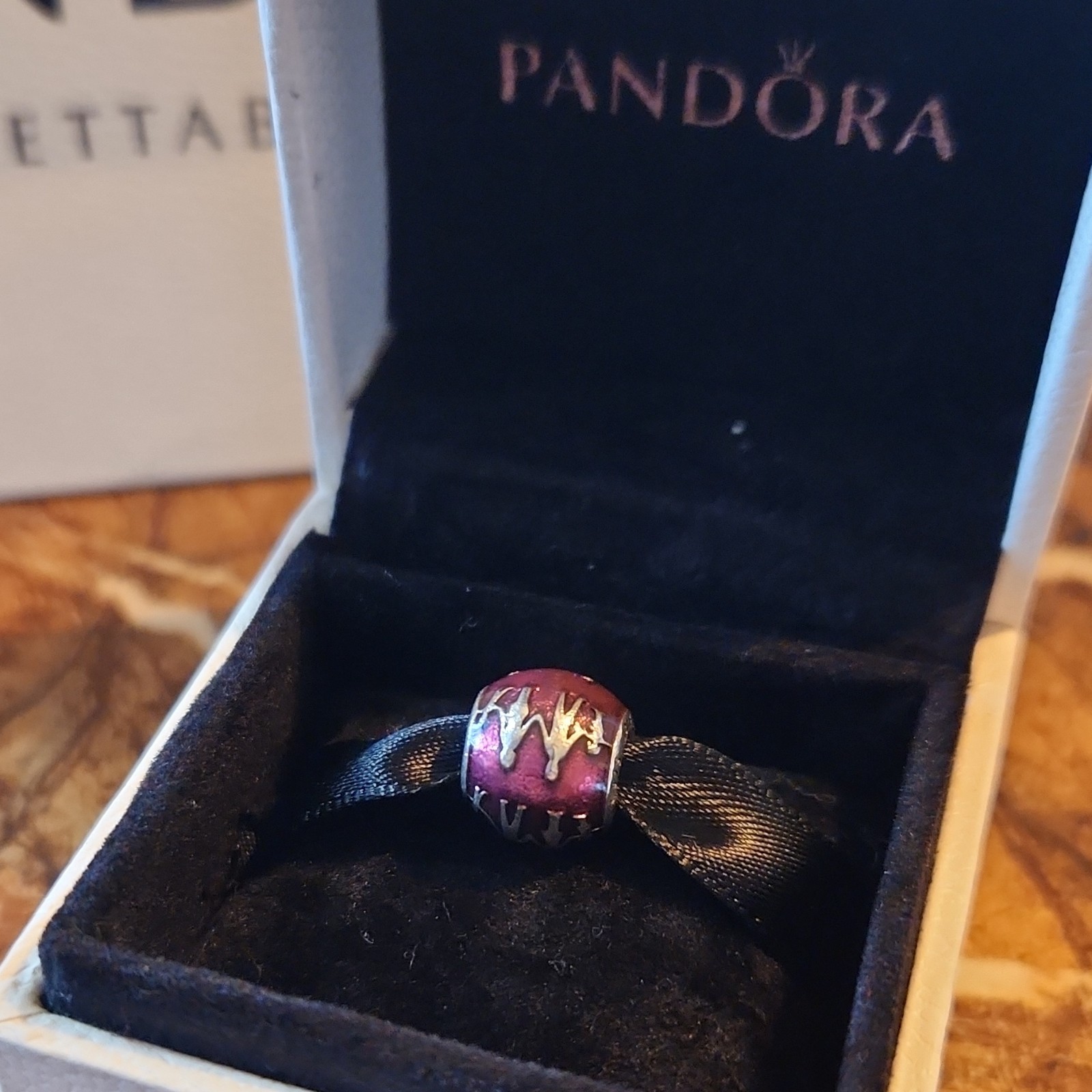 Pandora Pink Enamel Bead Charm Silver Round Jewelry Metal Charm Type No Stone