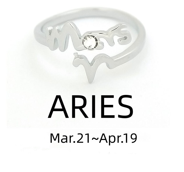 Silver Plated Alloy Leo 12 Constellations Ring Zodiac Adjustable Opening #052