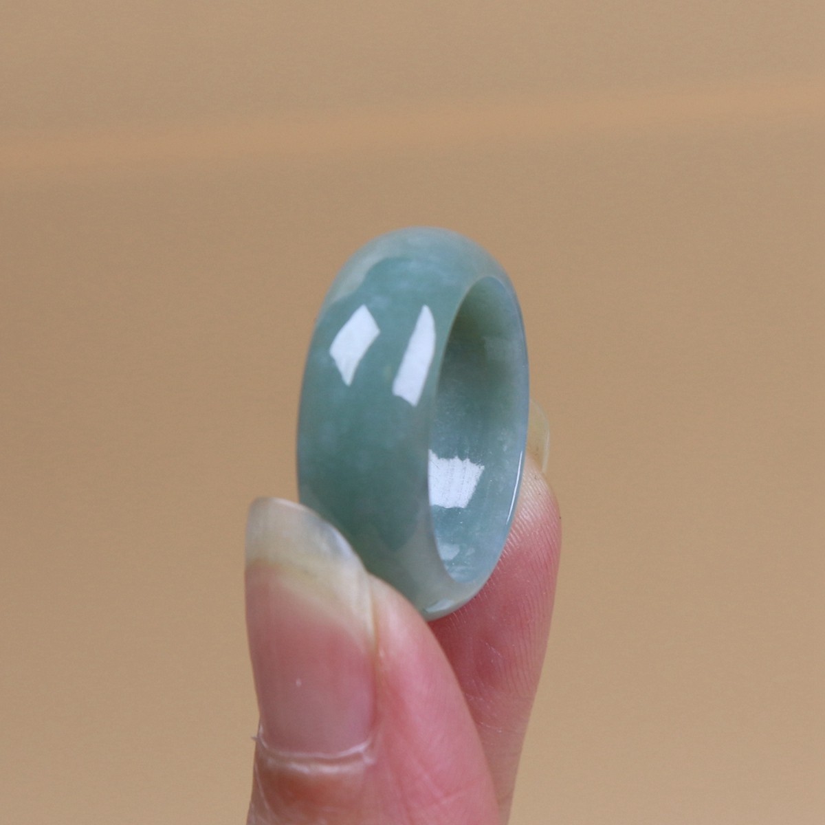 Certified Green 100% Natural A Jade jadeite 19.2 mm Ring US 9.3 # 戒指 42495a