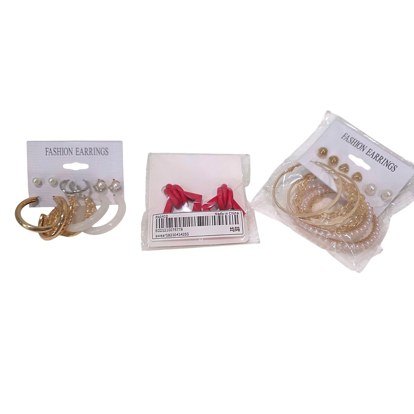 NEW LOT OF 13 Womens Fashion Earrings Sets Hoop Pearl Stud Heart Dangle Gold