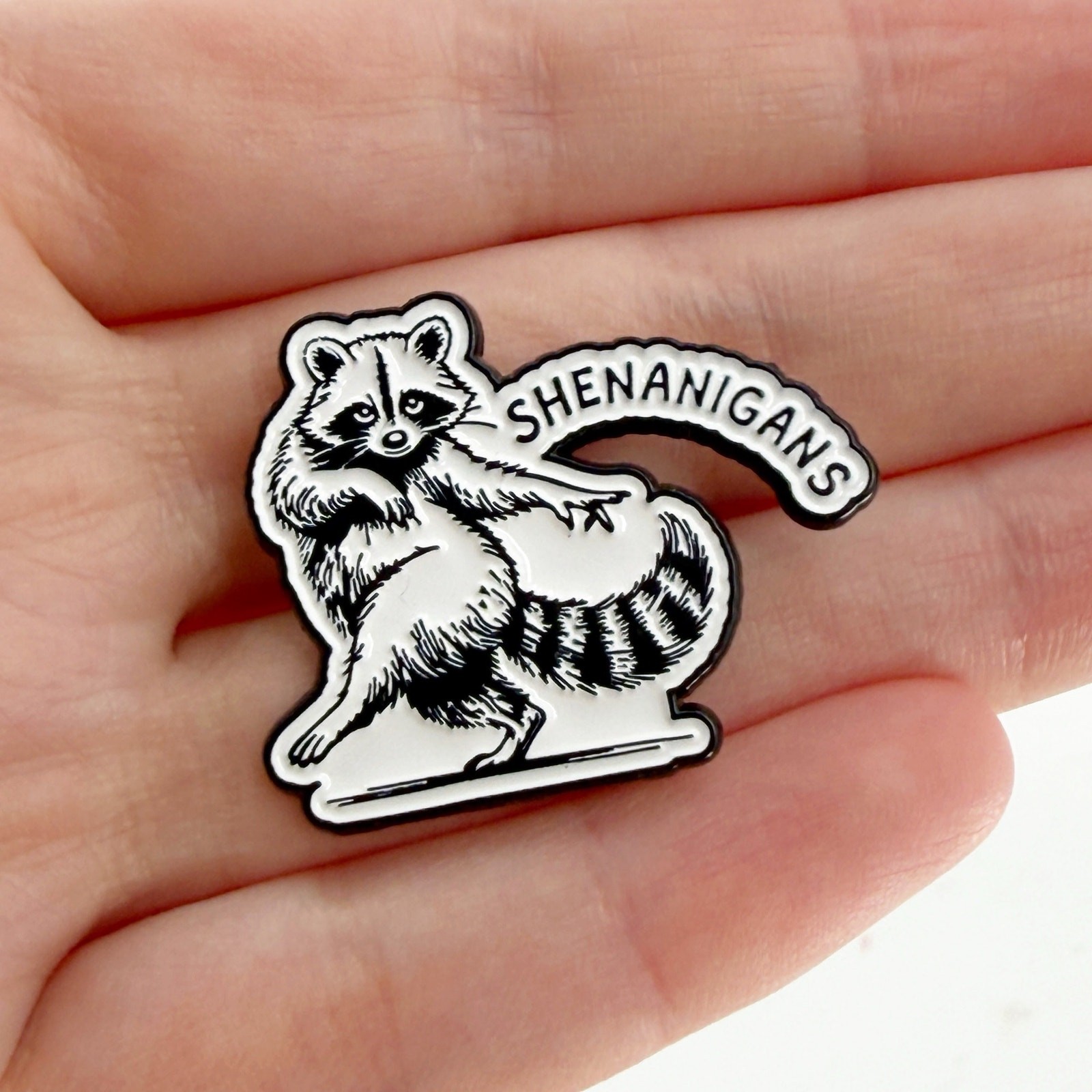Shenanigans Raccoon Soft Enamel Pin Funny Trash Panda Meme Lapel Badge