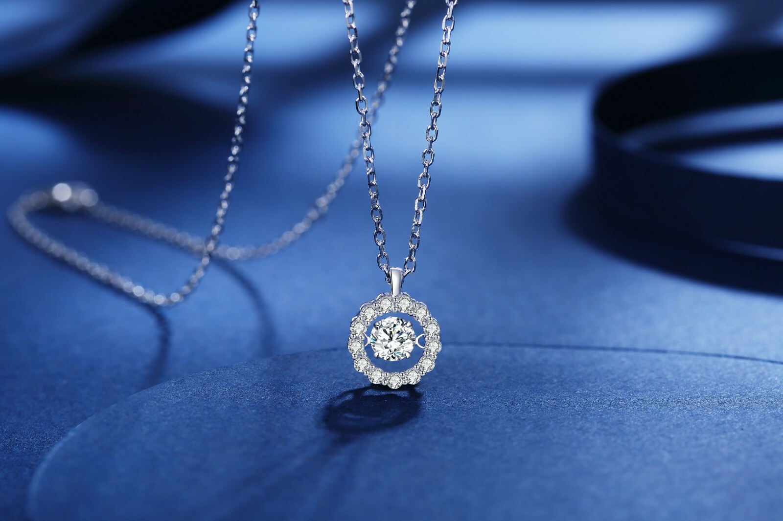 1Ct Womens Pendant Necklace Dancing Simulated Stone 14K Gold Plated 925 Silver