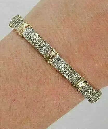 8.00 Ct Round Cut Simulated Diamond Women Tennis Bracelet 14k Yellow Gold Plated