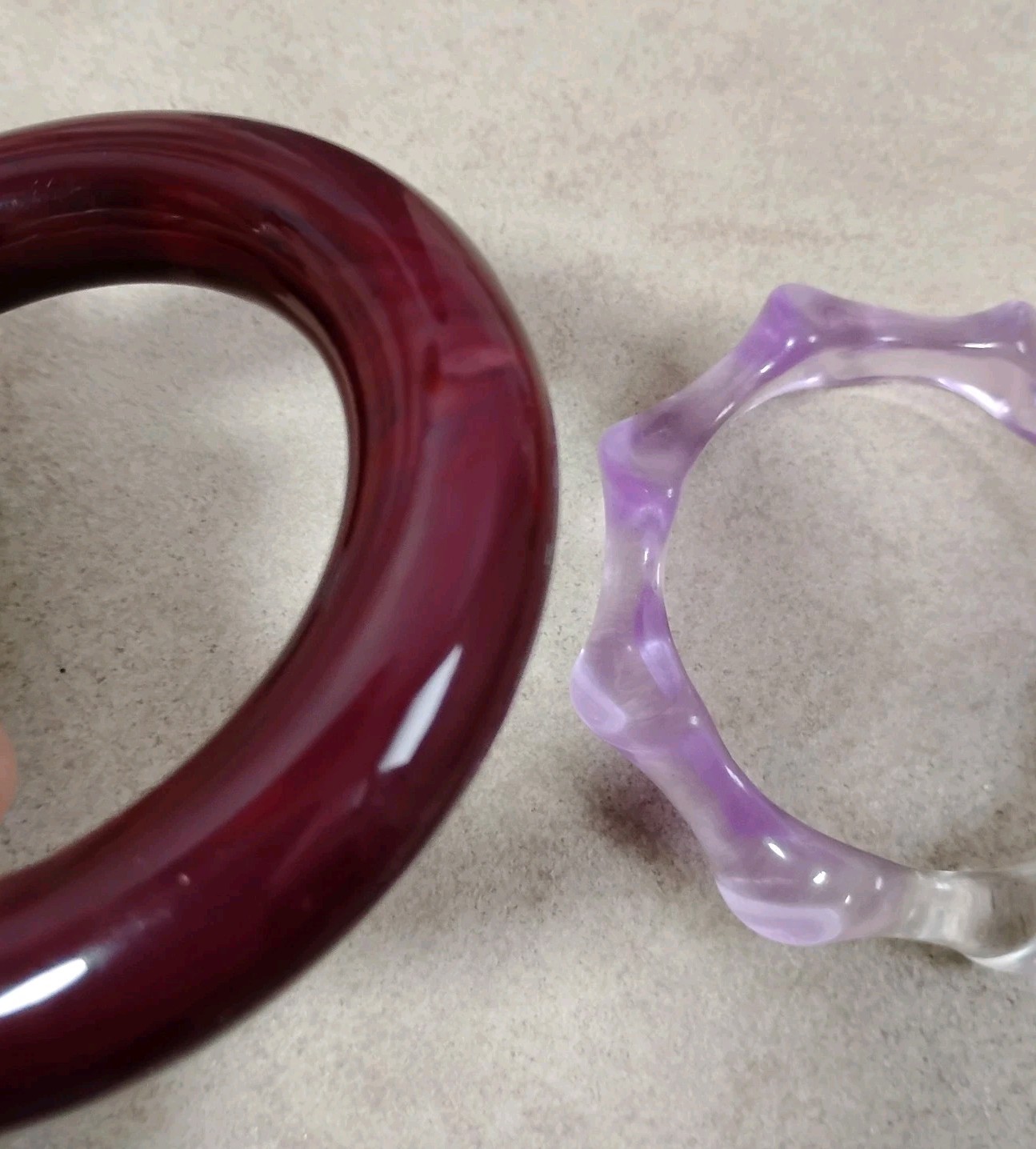 New Purple Clear Burgundy Plastic Resin Bangle Bracelets