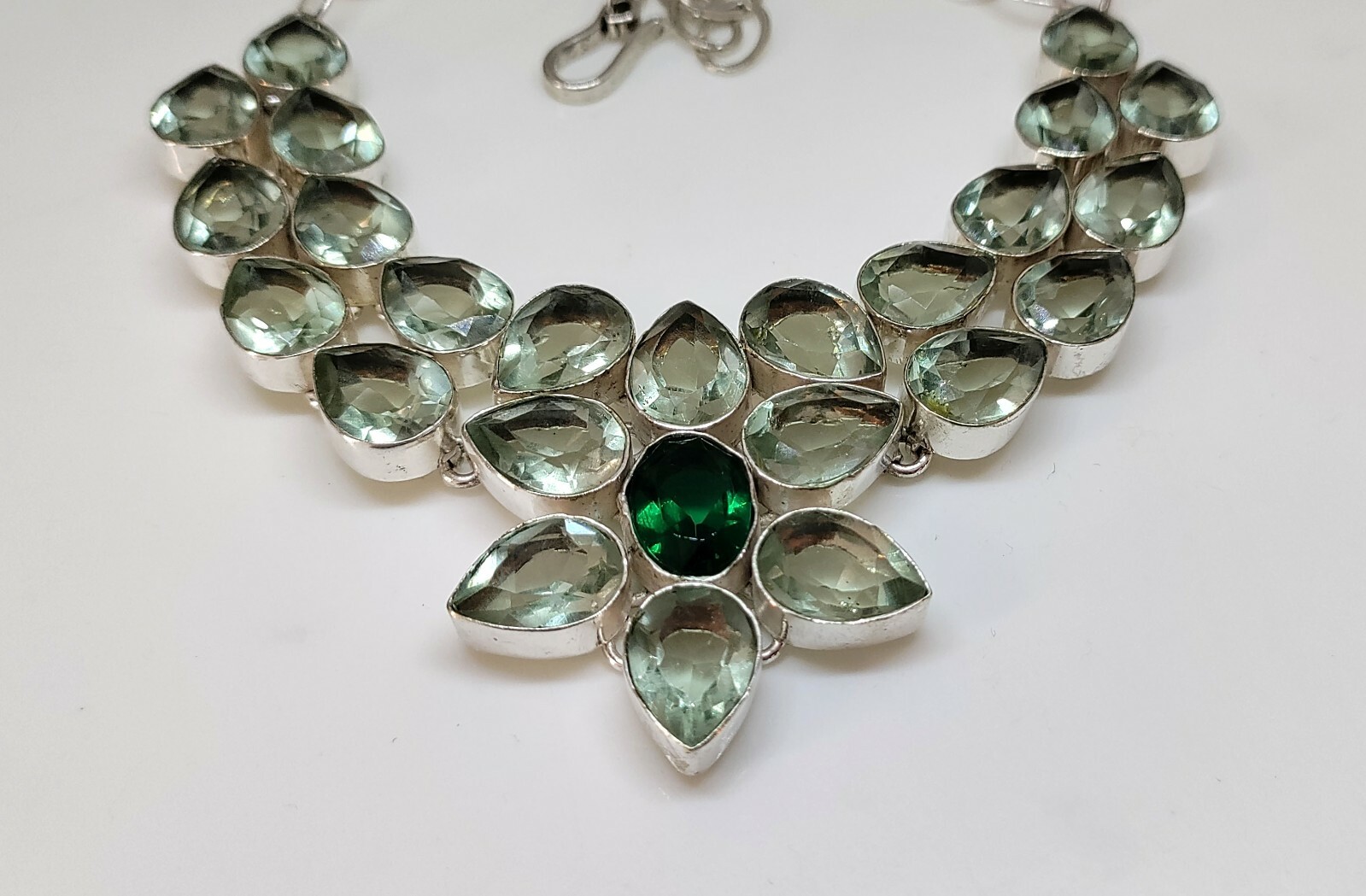 Exotic Chrome Diopside, Green Amethyst Cut Gemstone Fashion Jewelry Necklace 16″
