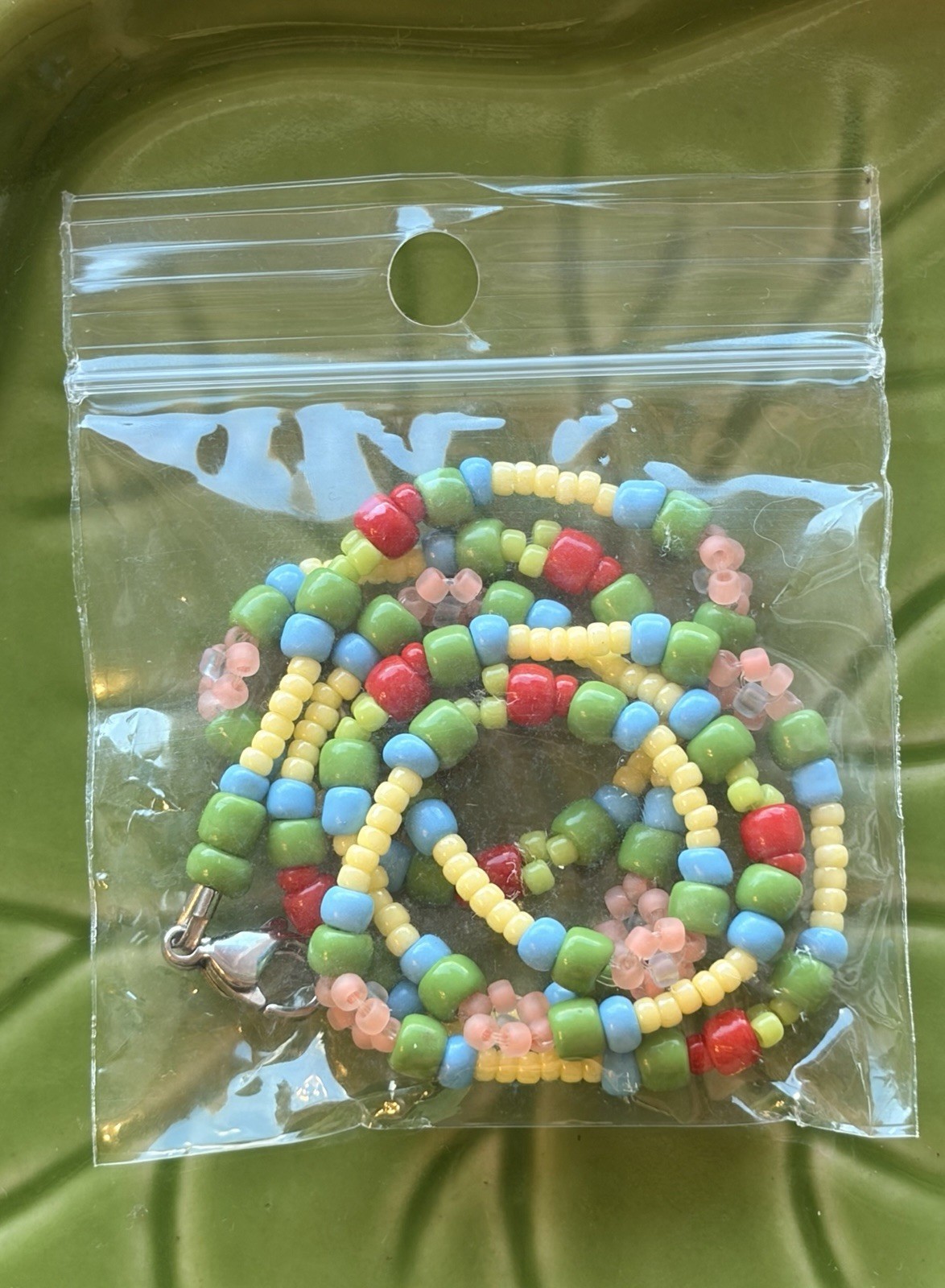 🍓🍌Strawberry Banana Glass SeedBead Stainless Steel Clasp Handmade Necklace🍌🍓