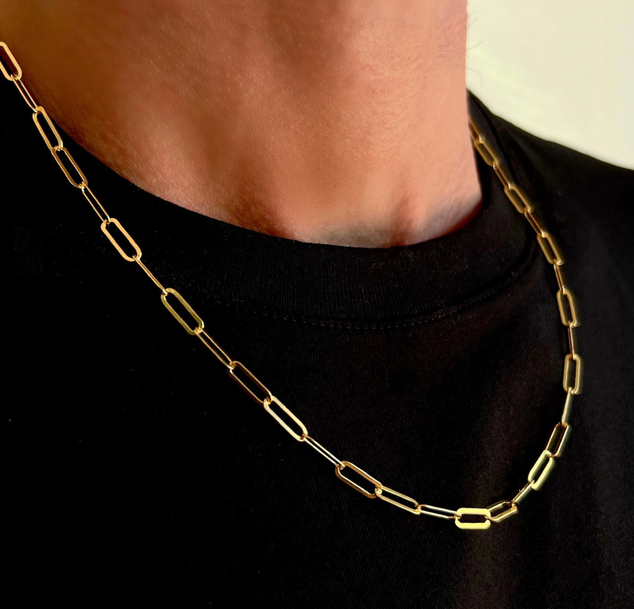 14k Gold Plated Solid 925 Sterling Silver 3mm Paperclip Rolo Chain Necklace
