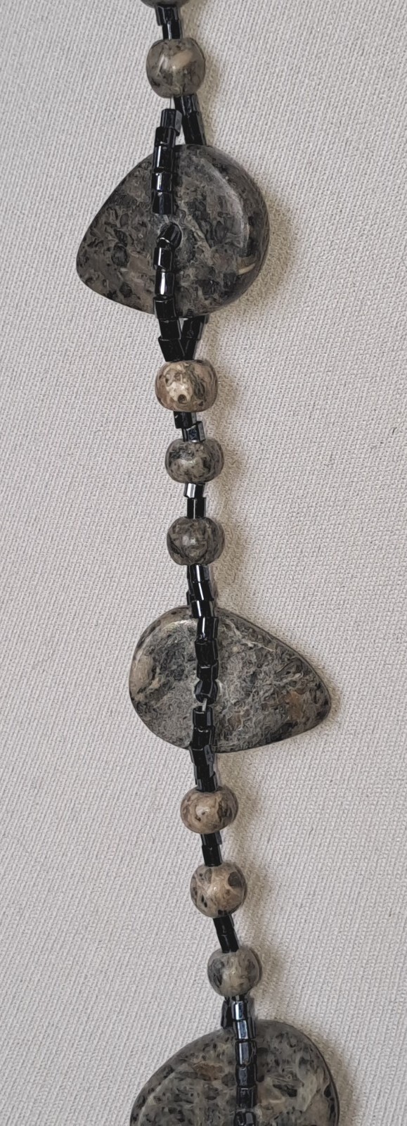 Healing VINTAGE Long Necklace Picasso Stone (Marble)/Seed Bead Lobster Clasp.