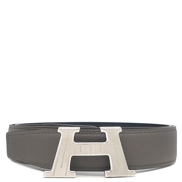 HERMES Belt H Takeoff Togo Box Calf Etoupe x Black #80 Reversible U