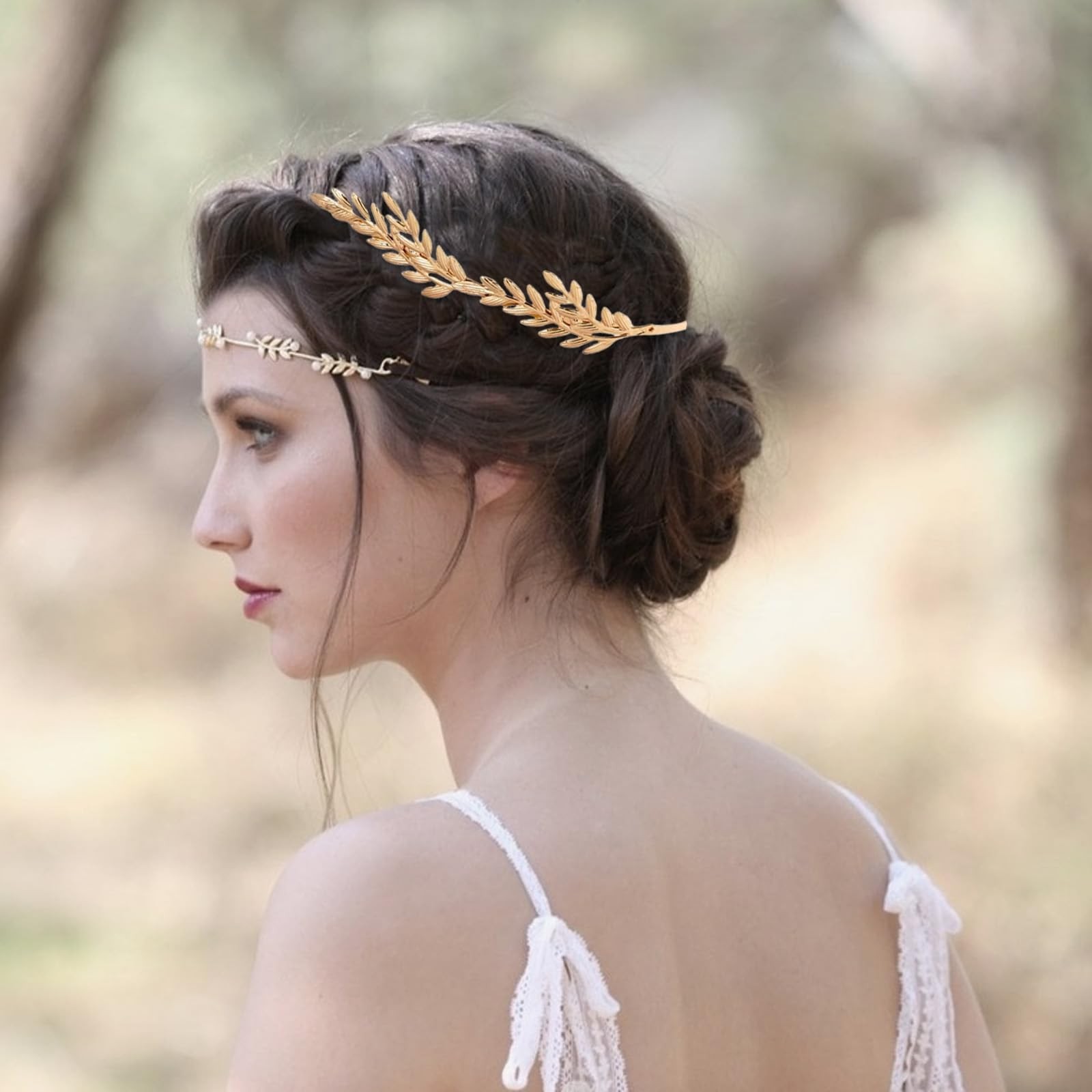 3 Pcs Gold Color Leaf Headbands Baroque Vintage Golden Olive Medium,