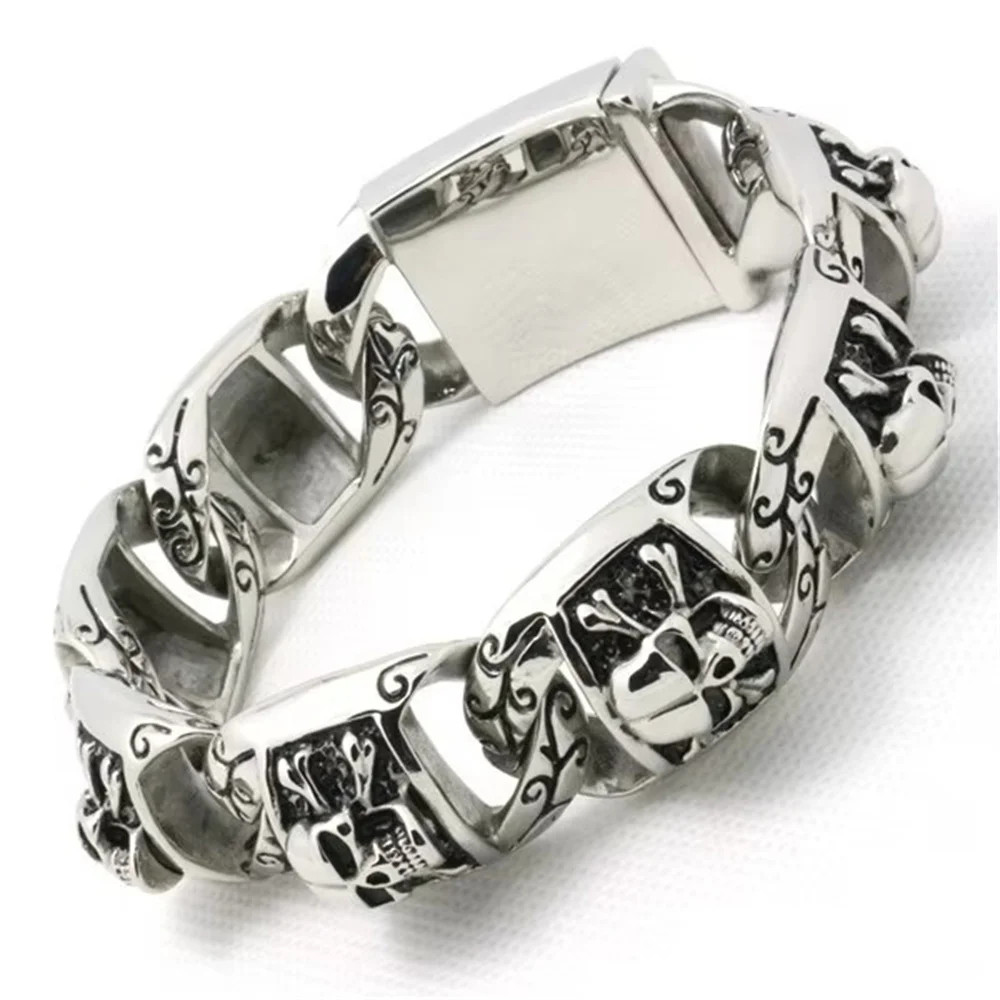 Gothic Style Skeleton Bracelet 316L Stainless Steel Hot Biker Punk Bracelet