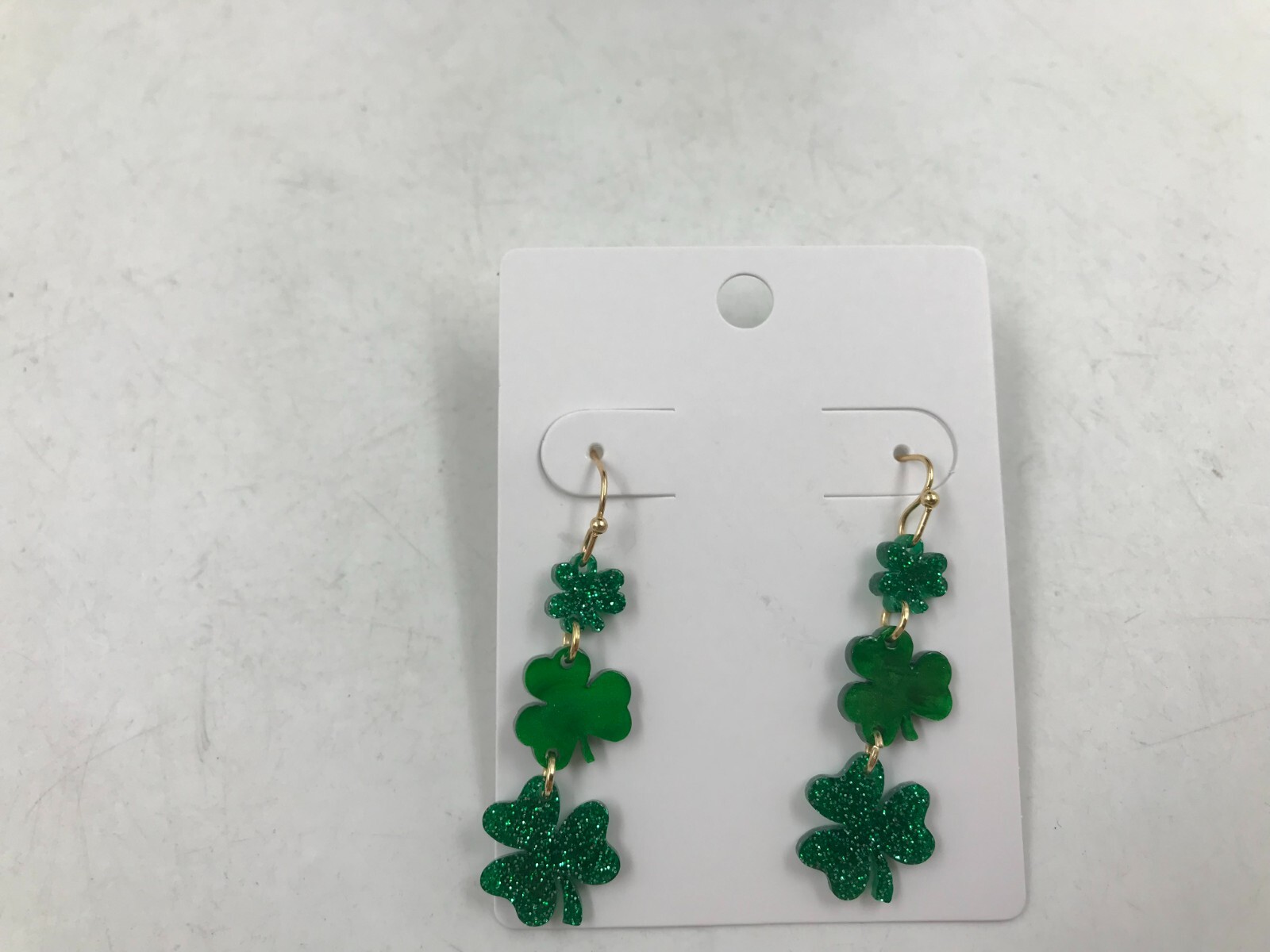 Metal & Plastic 2in Shamrock Dangle Earrings DD01B10043