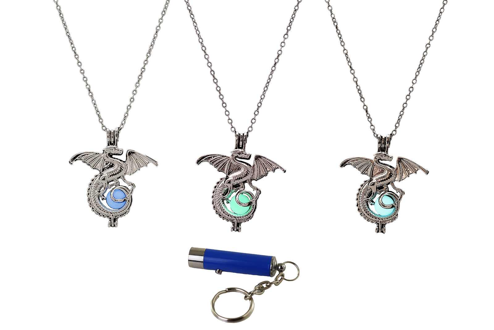 AlterImage Jewelry Majestic Medieval Dragon Glow In The Dark Necklaces Set of 3
