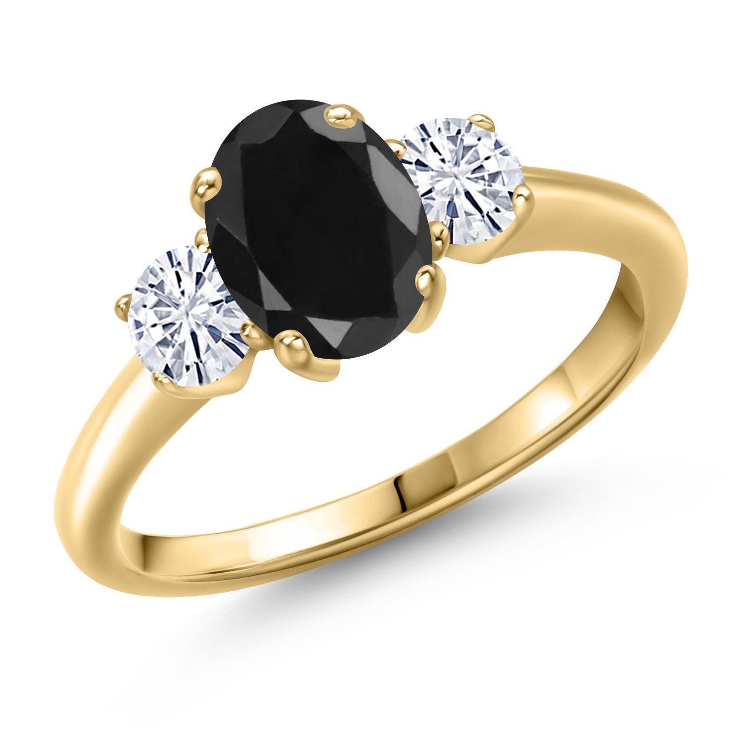 18K Yellow Gold Plated Silver Ring Sapphire Moissanite (2.12 Cttw)
