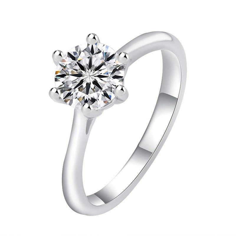 🔥 0.5-3ct Round Cut VVS Moissanite Engagement Promise Ring 925 Sterling Silver