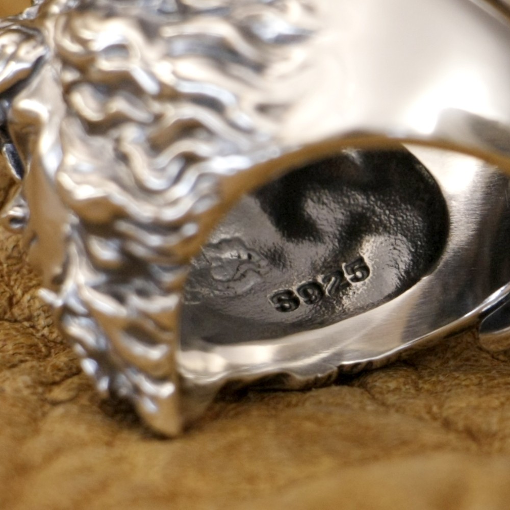 Lion Beauty 925 Sterling Silver Biker Ring TK349D Open US Size 8~15 HZ