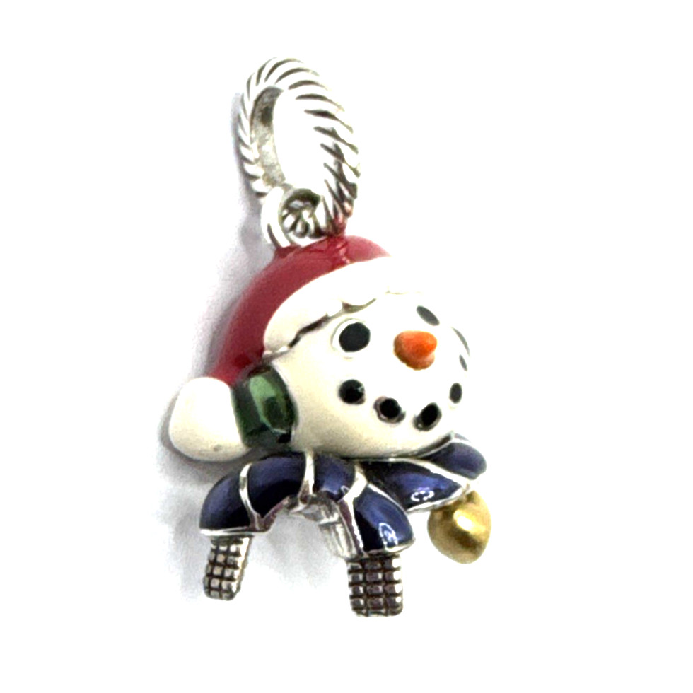 Brighton Christmas Frosty Snowman Santa Hat Scarf Holiday Silver Pendant Charm
