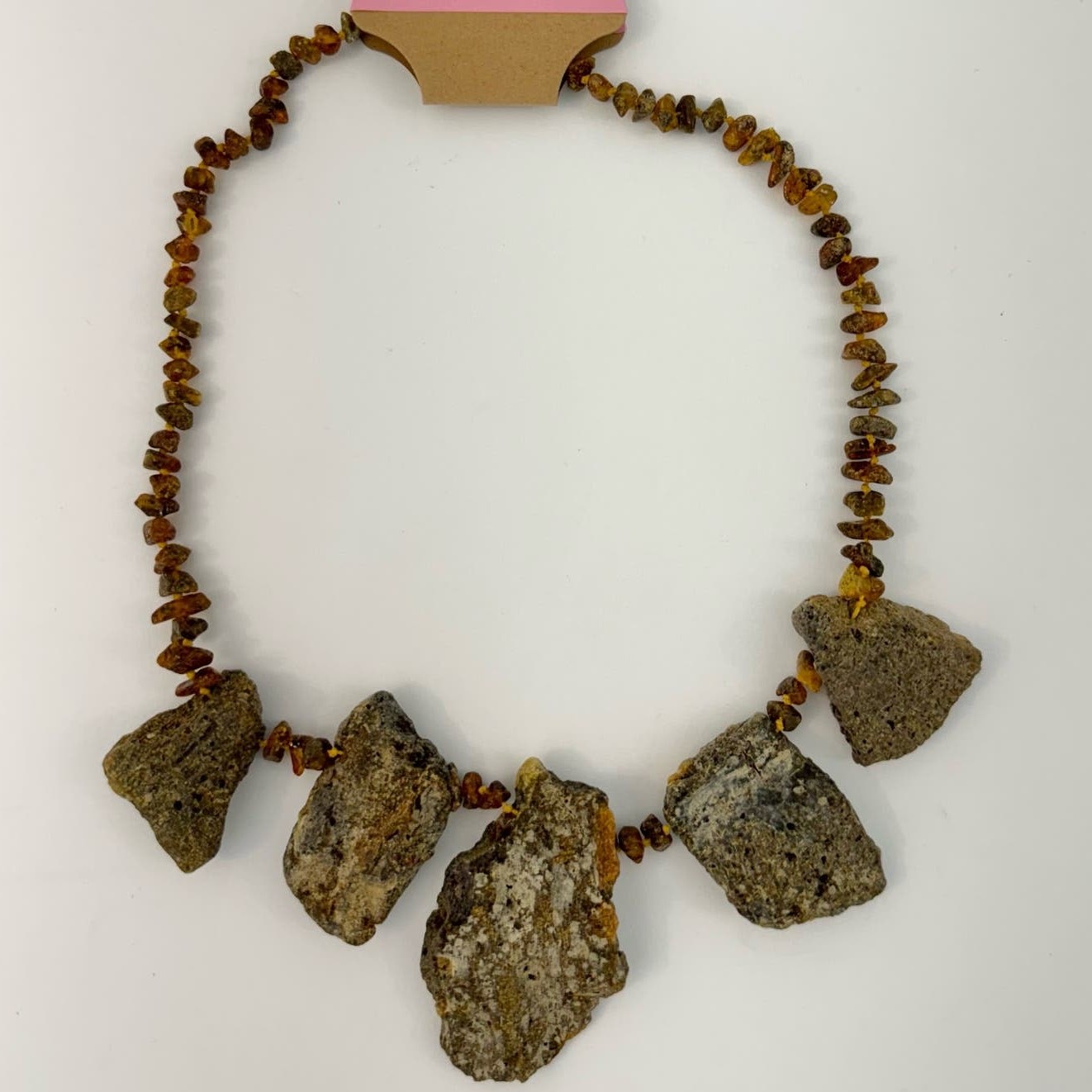 Baltic Amber Statement Necklace Raw Unpolished Chunky Beaded Boho Rustic (N280)