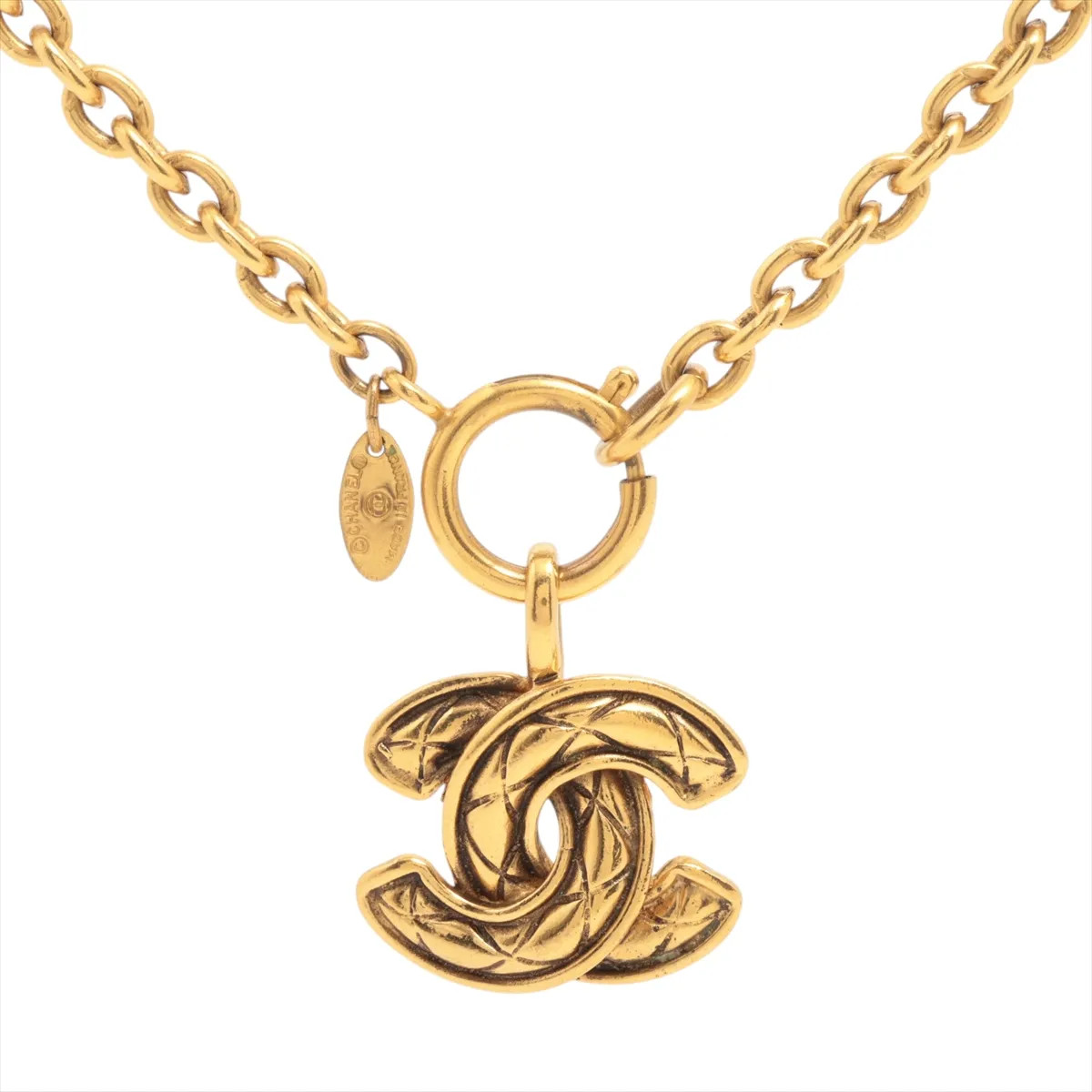 Chanel Coco Mark Matelasse 3857 Necklace GP Gold