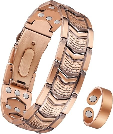 Pulsera de cobre para hombres pulsera magnetica 3X fuerza alivio para dolor