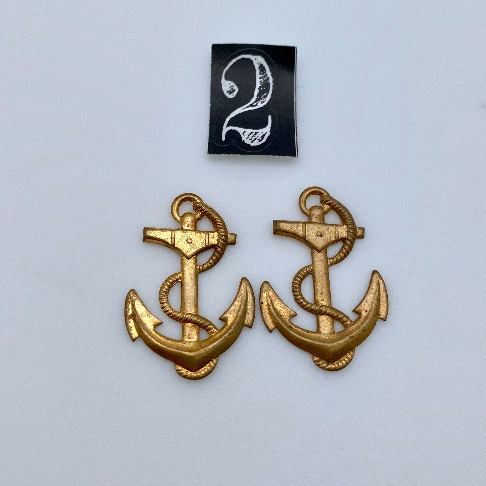 Pair Of Vintage Brass Plated Anchor Pendants (MP50)