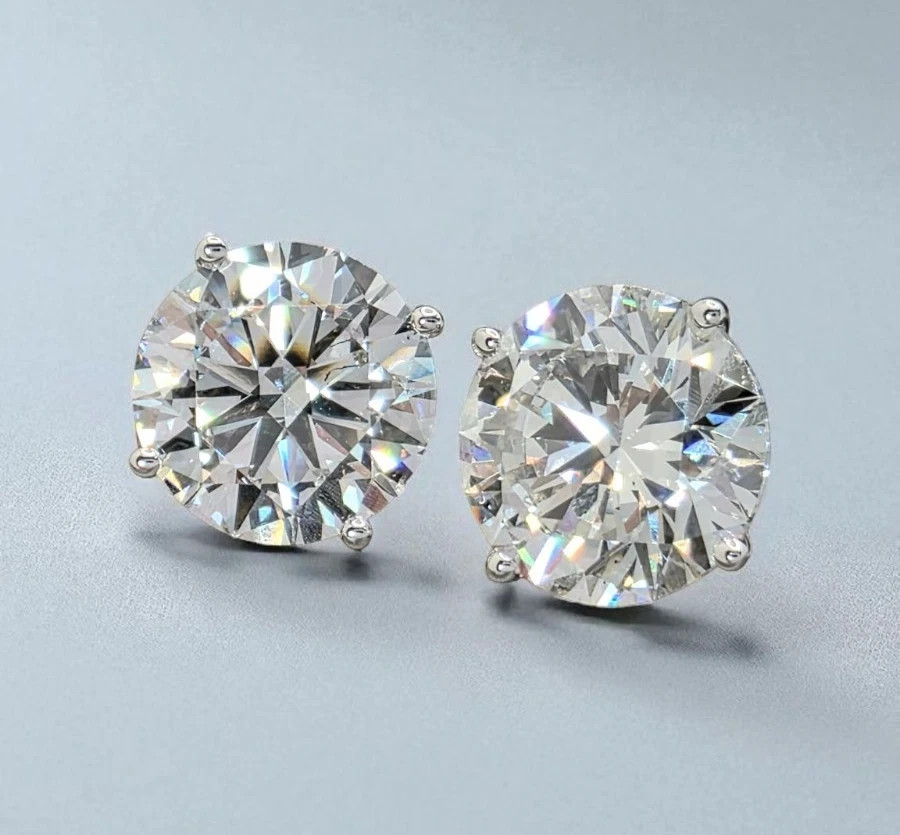 4.00 Ct E VS1 Lab Grown Diamond Stud Earrings 14k White Gold 4 Prong Martini