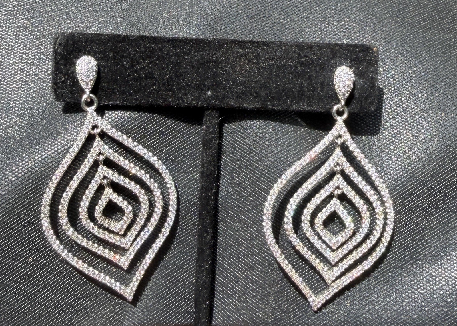 Tiara Dazzling CZ and Silver Orbital Earrings-Flash With Movement
