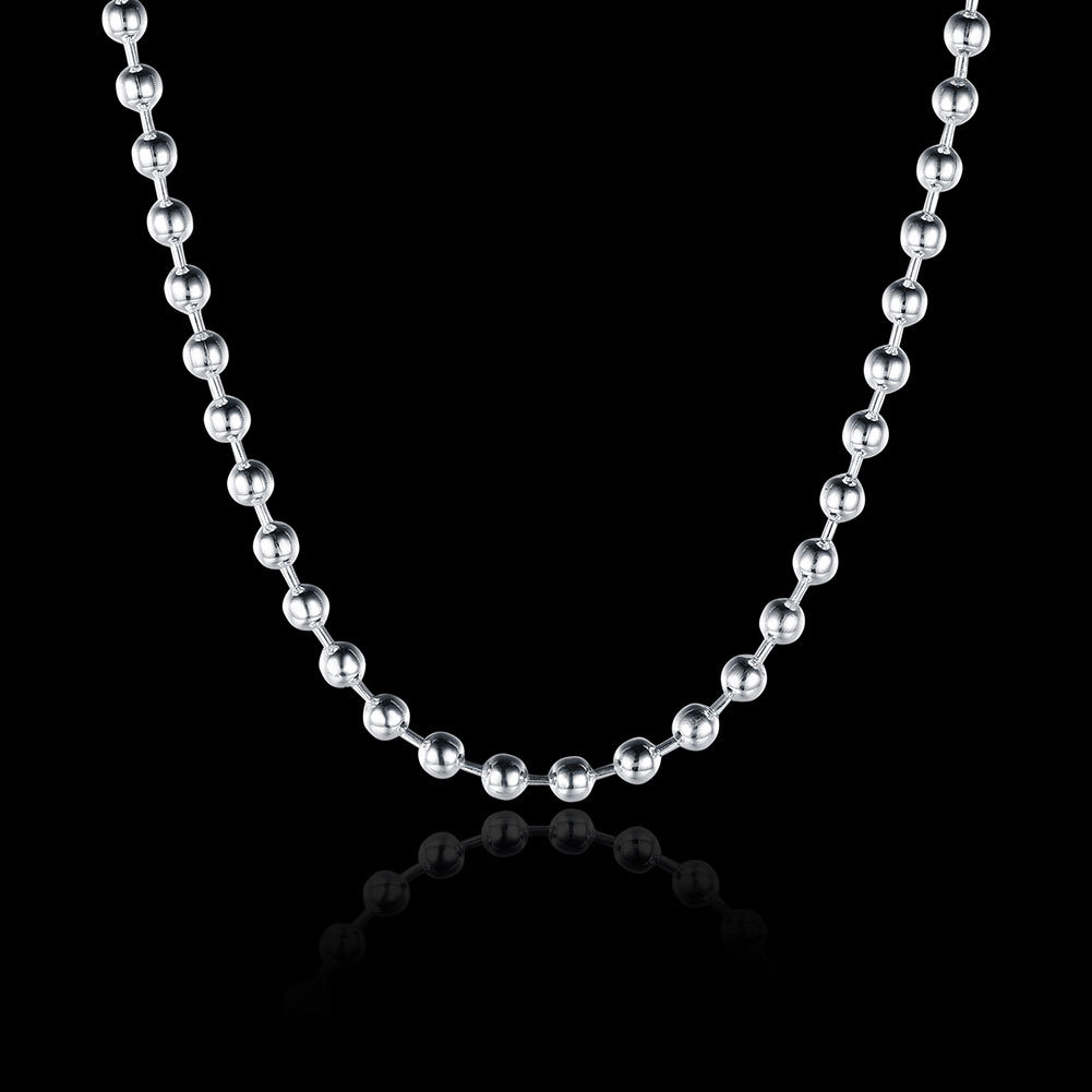 16″-30″ Mens Womens 925 Sterling Silver 2mm Thick Ball Bead Chain Necklace #N171