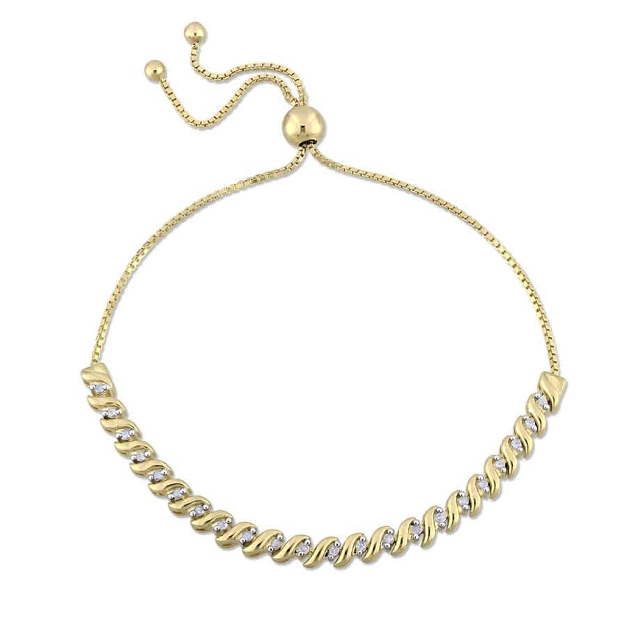 AMOUR 1/4 CT TW Diamond Bolo Bracelet In Yellow Plated Sterling Silver